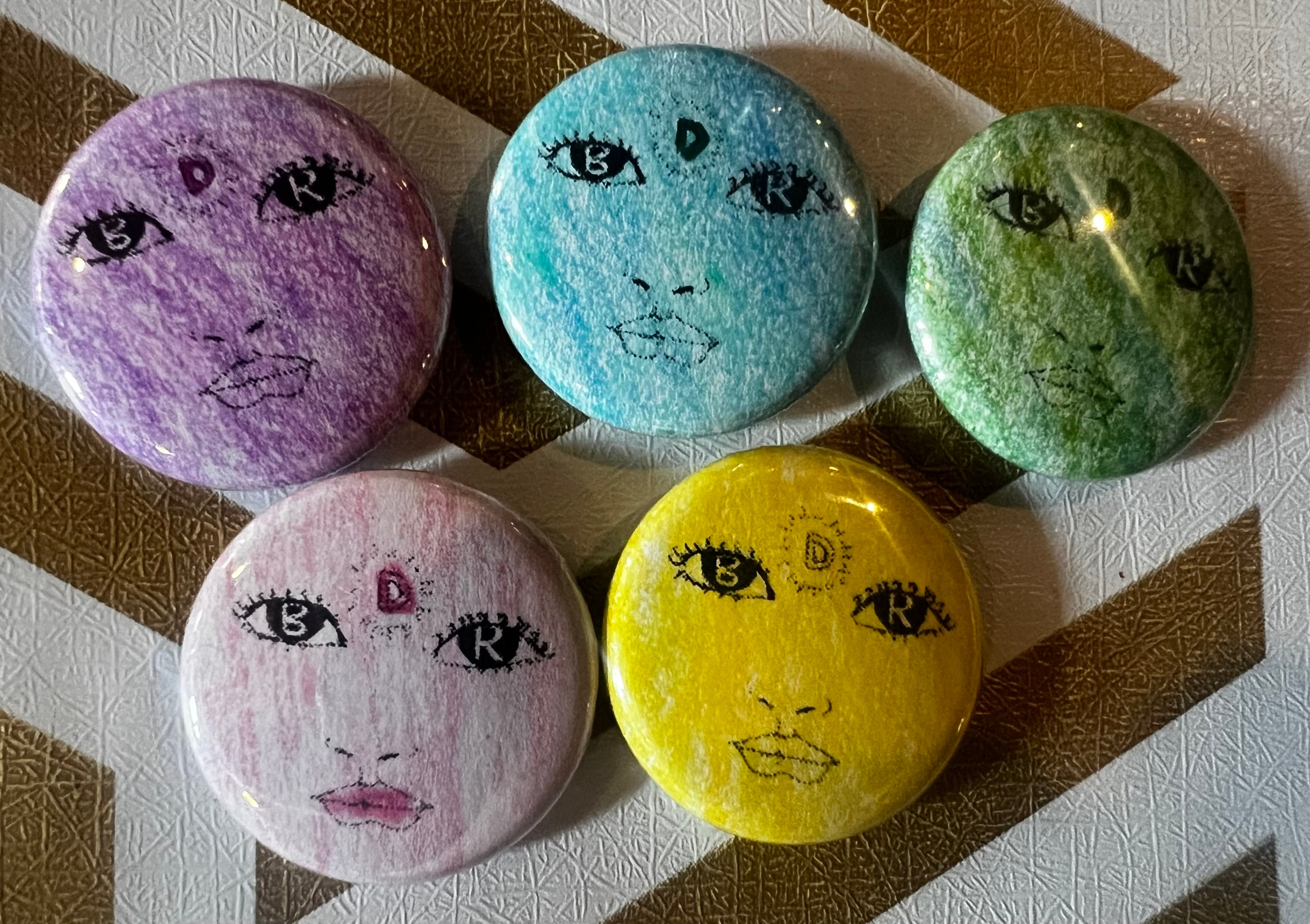 BDR celestial face rainbow button pack